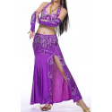 Costume de danse orientale violet et strass