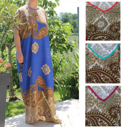 Djellaba femme ample imprimé ethnique chic