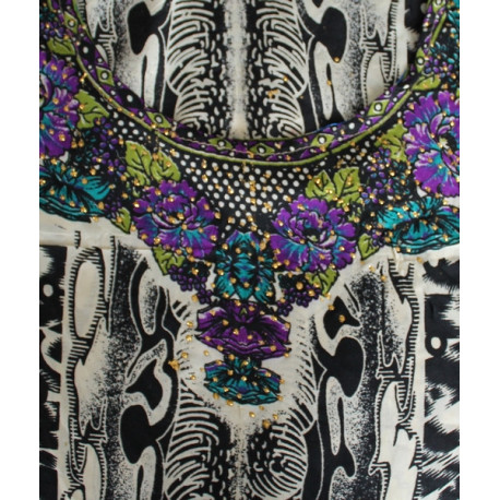 Robe colorée orientale imprimé léopard et paillettes + foulard gratuit