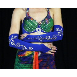 Gants de bras de danse orientale bleu roy
