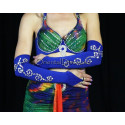 Gants de bras de danse orientale bleu roy
