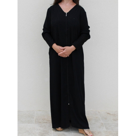 Djellaba Femme noire zippée strass
