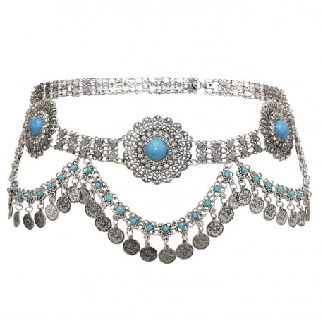 Ceinture métallique de danse orientale argent