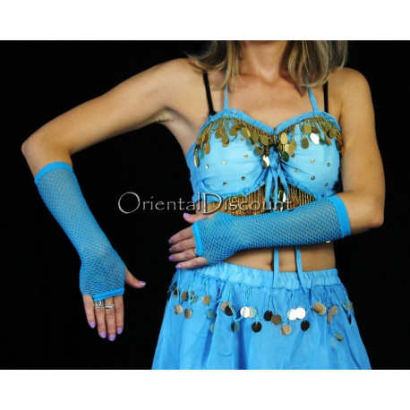 Mitaines résille turquoise
