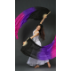 Paire d'Eventails en soie ourlés noir violet fuschia