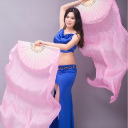 Eventail danse orientale soie rose