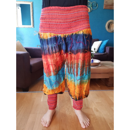 Sarouel ethnique femme décor multicolore 