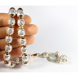 Chapelet Tasbih 33 grains couleur crème et doré
