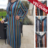 Jellaba velours moderne à rayures multicolores
