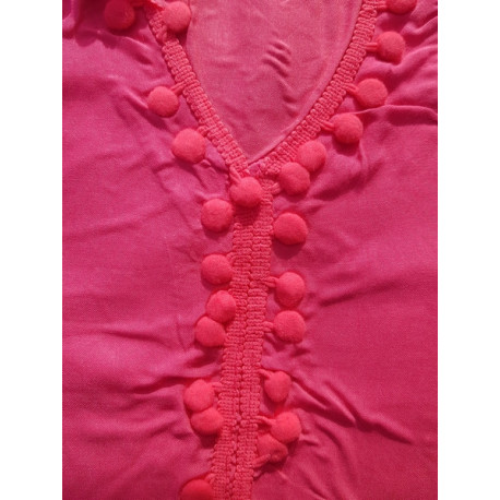 Djellaba orientale fille coton et pompons