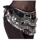 Ceinture de danse orientale en velours à sequins argentés noir et liseret