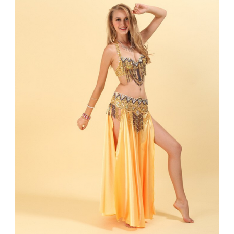 Costume de danse orientale style égyptien couleur or