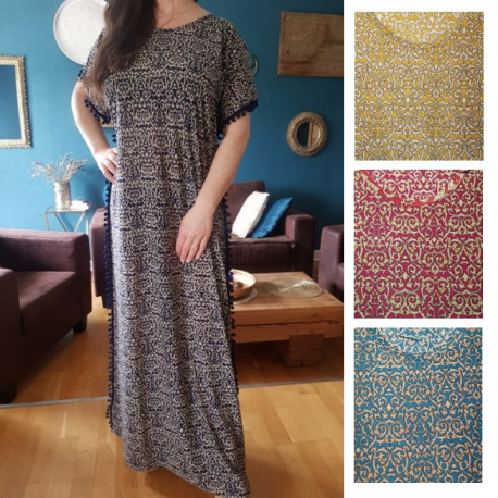 Djellaba femme moderne à pompons