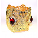 Bracelet oriental manchette plaqué or rouge