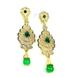 Boucles d'oreilles d'inspiration indiennes or et vert
