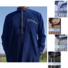 Long qamis homme col droit brodé