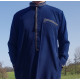 Long qamis homme col droit brodé