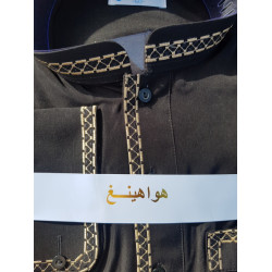 Long qamis homme col droit brodé
