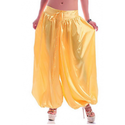Sarouel de danse orientale satin jaune