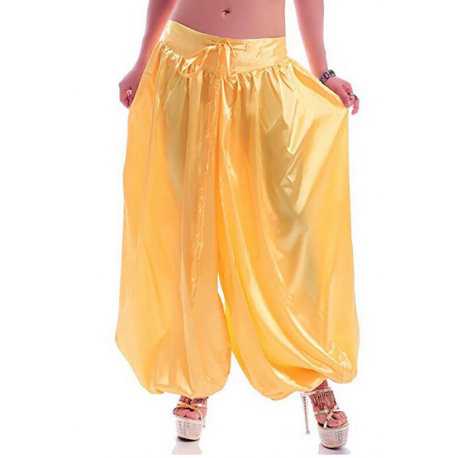 Sarouel de danse orientale satin jaune