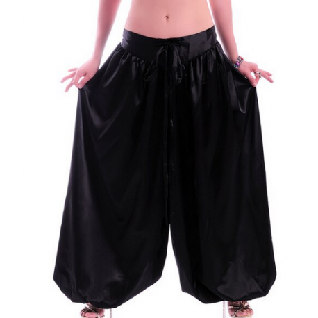 Sarouel de danse orientale satin noir