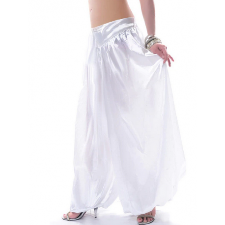 Sarouel de danse orientale satin blanc