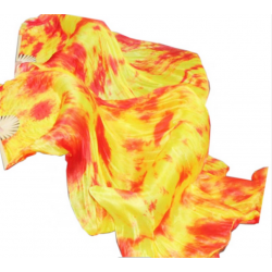 Paire d'évantails de danse orientale pure soie tie dye feu