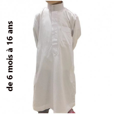 Djellaba garçon blanche col mao
