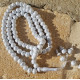 Tasbih musulman blanc eclatant avec ecritures argentées