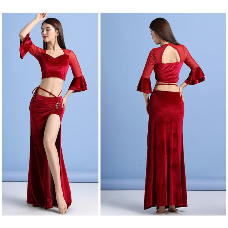 Tenue de danse orientale femme velours et résille