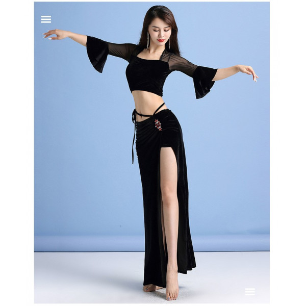 Femme Robe de Danse Orientale Automne Hiver Robe de Danse du Ventre en  Velours Noir Noir - Cdiscount Prêt-à-Porter