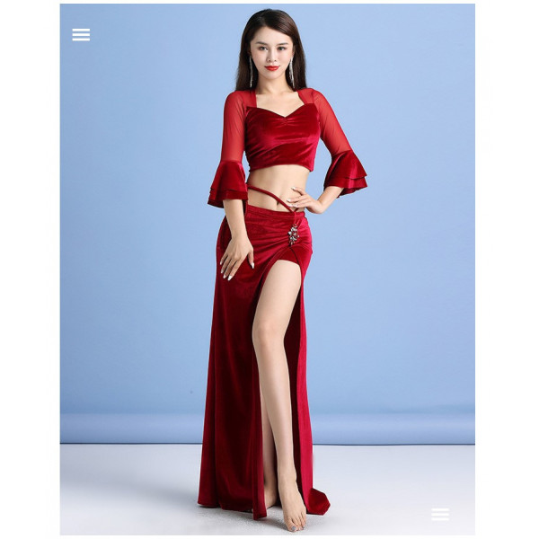 Femme Robe de Danse Orientale Automne Hiver Robe de Danse du Ventre en  Velours rouge1 Rouge1 - Cdiscount Prêt-à-Porter