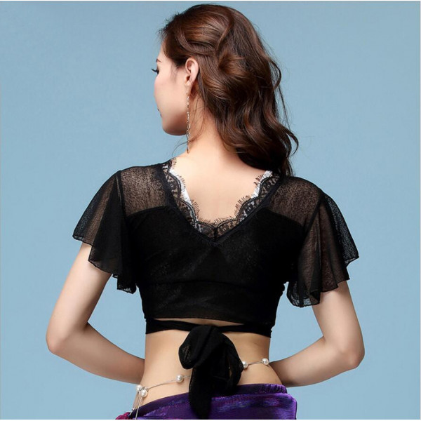 Haut De Danse Femme TSSOE – Col V, Manches Longues, Dos Noué, En Viscose/élasthanne Pour Ballet, Yoga