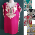 Authentique djellaba fille finition blanc argent