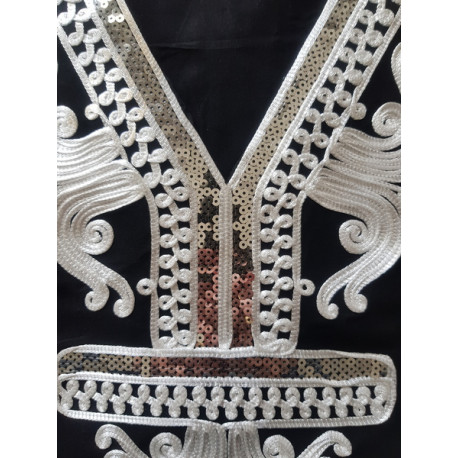 Authentique djellaba fille finition blanc argent