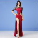 Robe de danse orientale fusion rouge et noir à pois