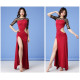Robe de danse orientale fusion rouge et noir à pois