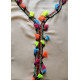 Djellaba femme unie décor pompons colorés 
