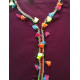 Djellaba femme unie décor pompons colorés 