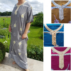 Djellaba femme imprimé printanier boutons nacrés
