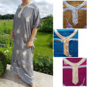Djellaba femme imprimé printanier boutons nacrés