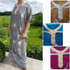 Djellaba femme imprimé printanier boutons nacrés