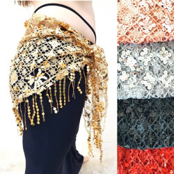 Ceinture de danse orientale crochetée et paillettes