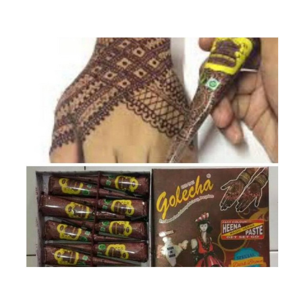 Lot De 12 Cônes De Henné Golecha Marron Foncé - Henné Naturel Pour Motifs Orientaux, Prix Gros