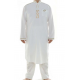 Ensemble qamis mi long et sarouel homme blanc pas cher