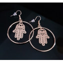 Boucles d'oreilles fantaisie Main de fatma arabesque or
