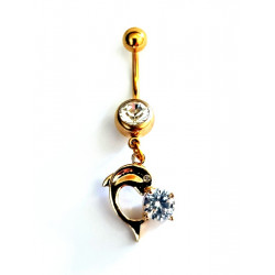 Piercing nombril dauphin doré et strass