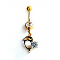 Piercing nombril dauphin doré et strass