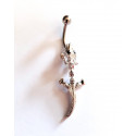 Piercing de nombril fantaisie salamandre strass