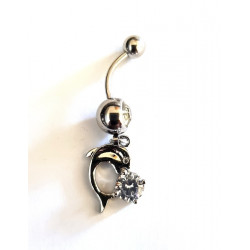 Piercing nombril motif serpent strass argenté
